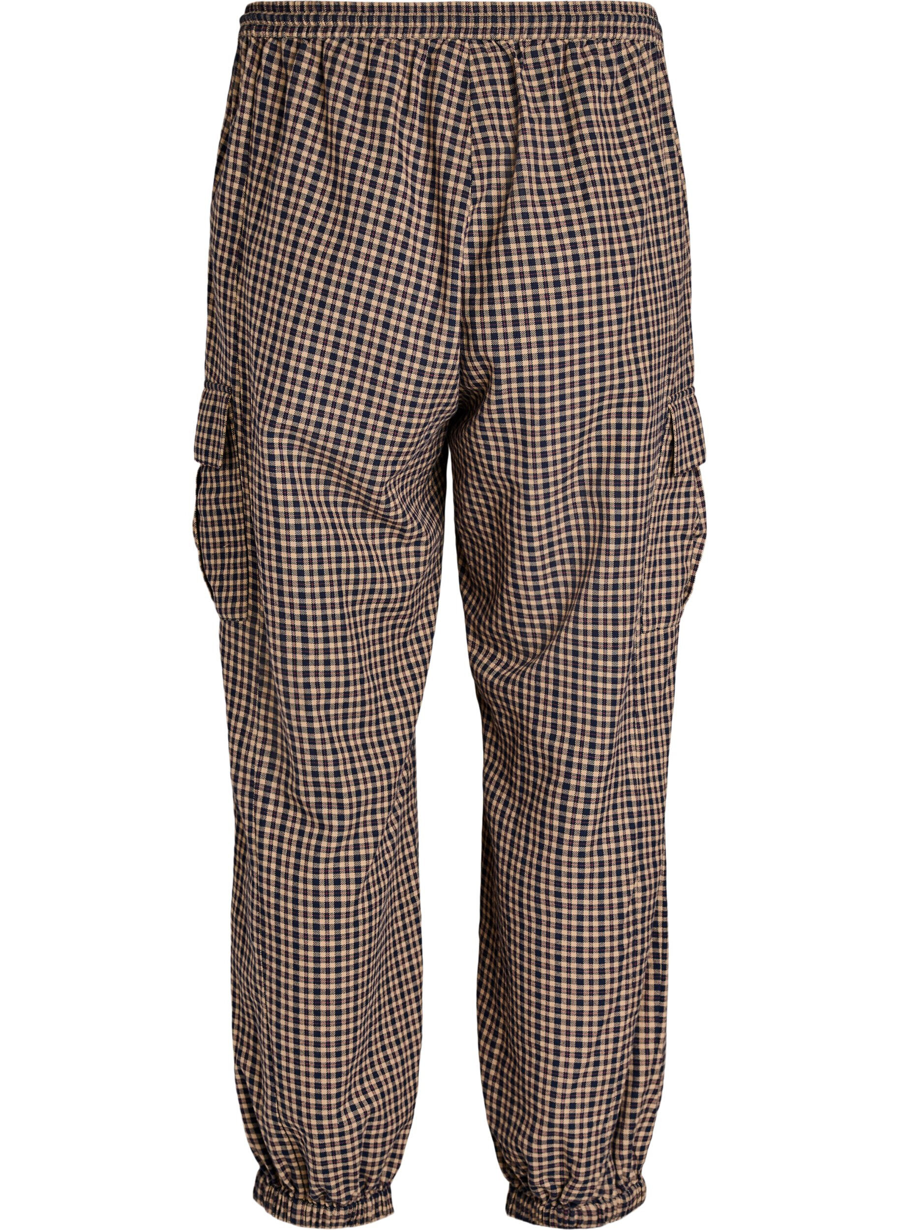 ZizzifashionChecked cotton cargo trousers, Brown, Packshot image number 1