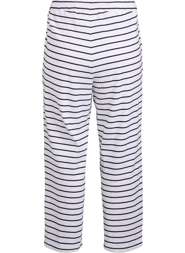 Loose night trousers with stripes, White, Packshot image number 1