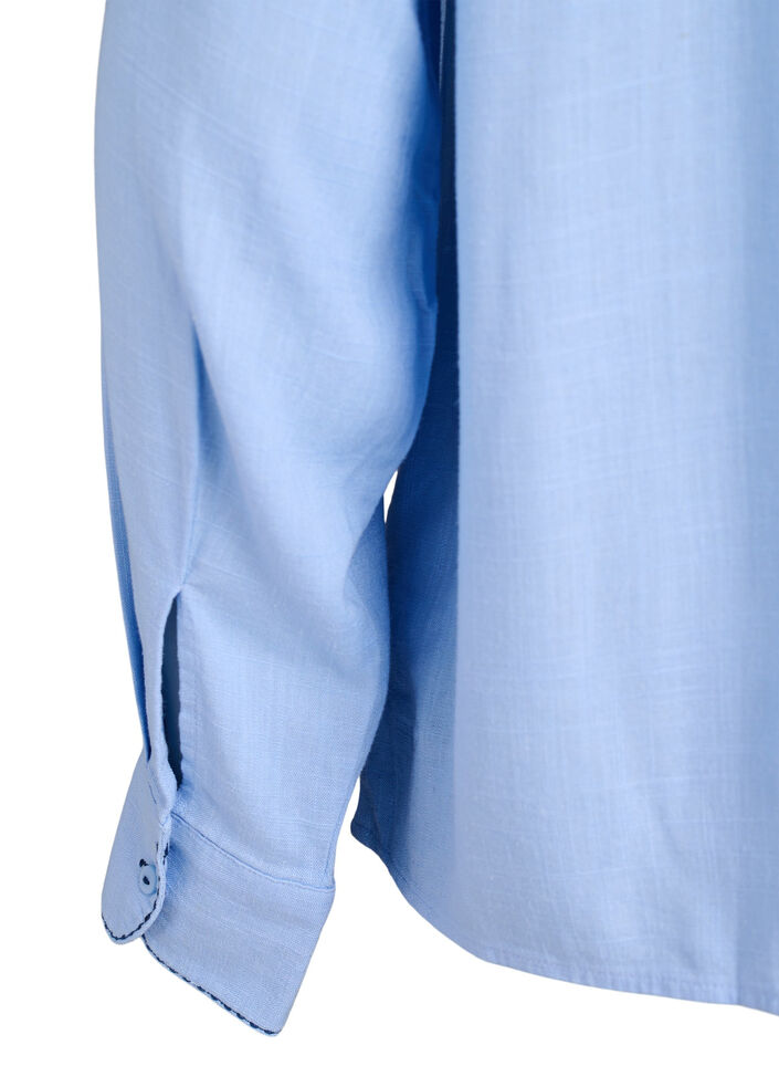 Shirt with contrast stitching and chest pockets, Light Blue, Packshot image number 3