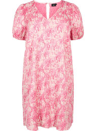 Dress with short puff sleeves, Chateau Rose AOP, Packshot