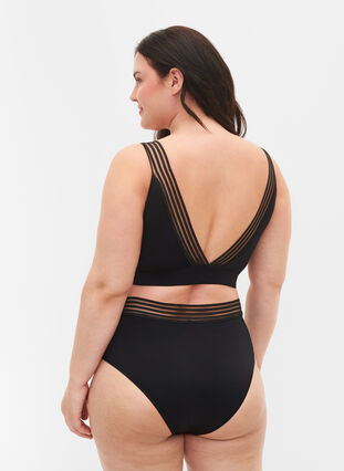 High-waisted bikini bottoms with mesh, Black, Model image number 1