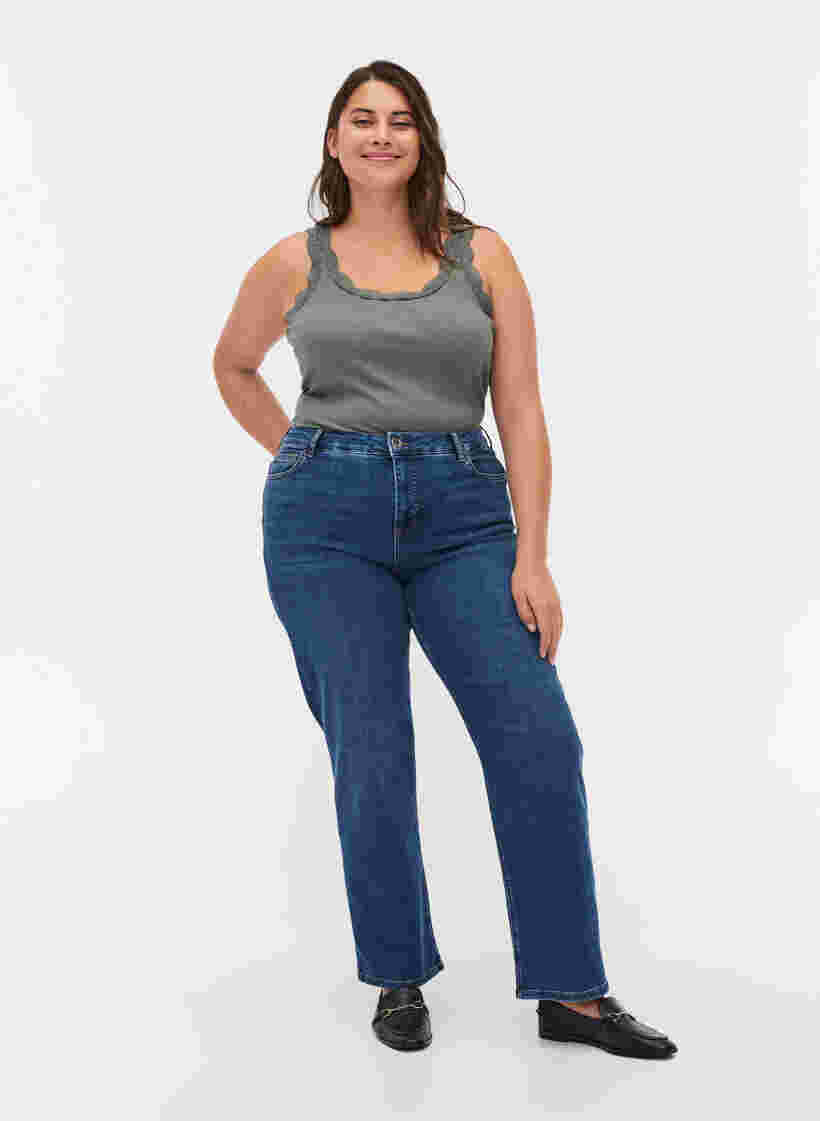 High waist Gemma jeans with push up, Blue denim, Model image number 4