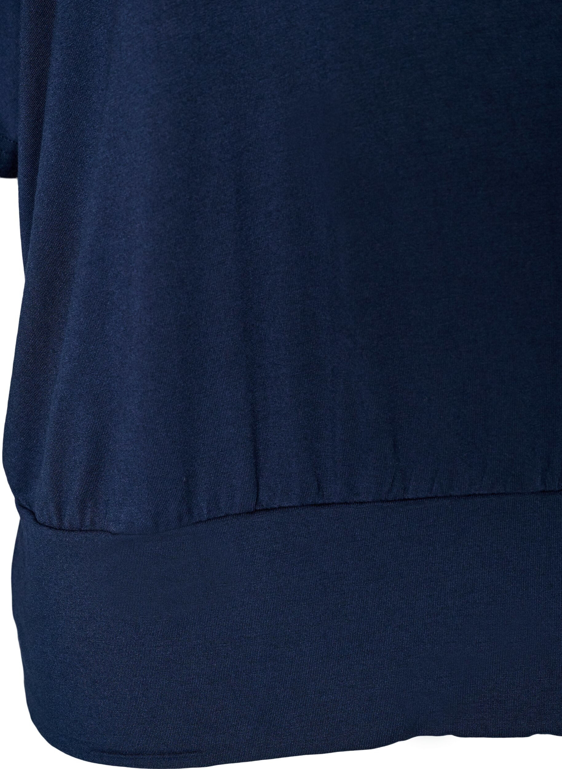 ZizzifashionJersey blouse with elbow-length balloon sleeves, Blue, Packshot image number 3