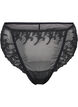 Mesh thong with embroidery details, Black, Packshot image number 0