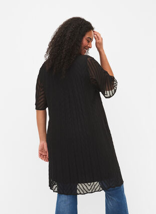 Short sleeved pleated dress, Black, Model image number 1