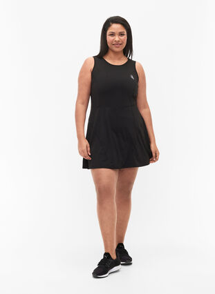 Padel dress with inner shorts, Black, Model image number 3