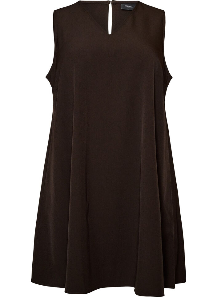 Sleeveless pinstripe A-line dress, Brown, Packshot image number 0
