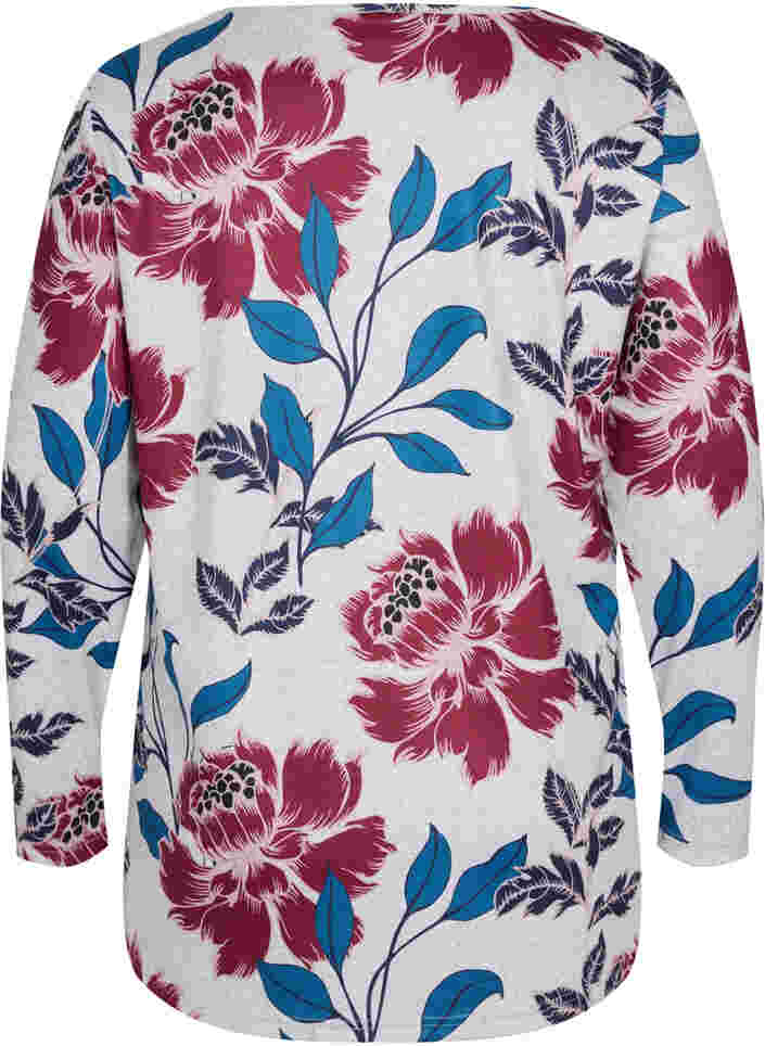 Floral blouse with long sleeves, LGM Flower AOP, Packshot image number 1