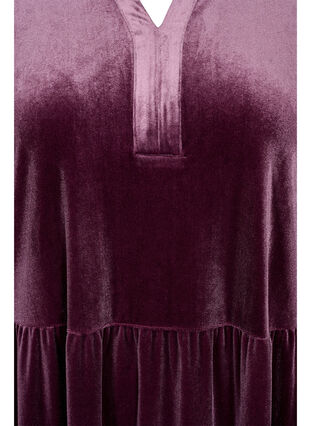 Velvet dress with ruffle collar and 3/4 sleeves, Winetasting, Packshot image number 2