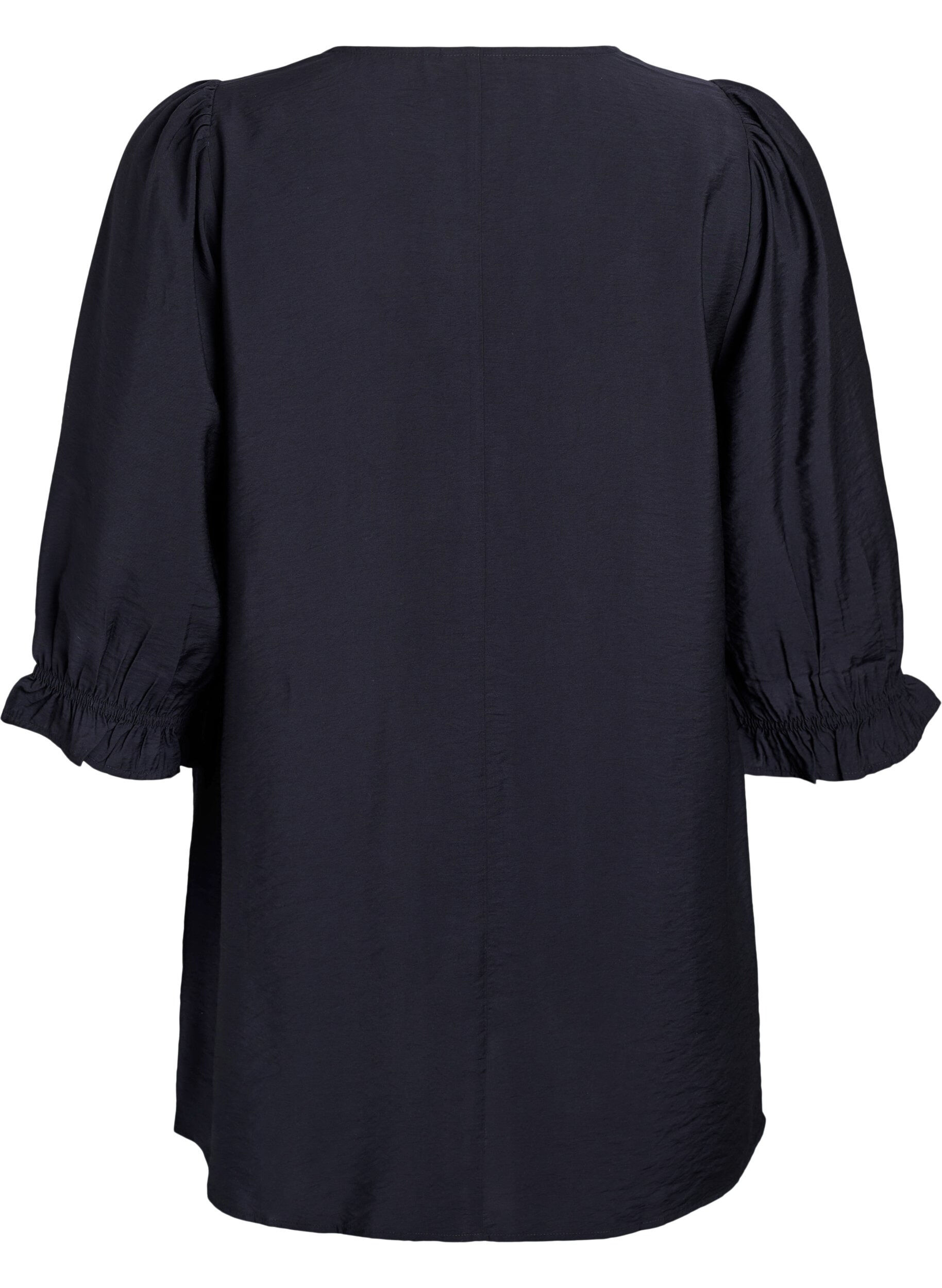 Zizzifashion Tunic with 3/4 sleeves and a V-neck, Black, Packshot image number 1