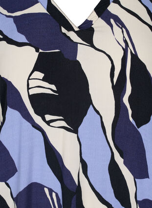 Printed viscose blouse with 3/4-length sleeves, Blue Abstract AOP, Packshot image number 2