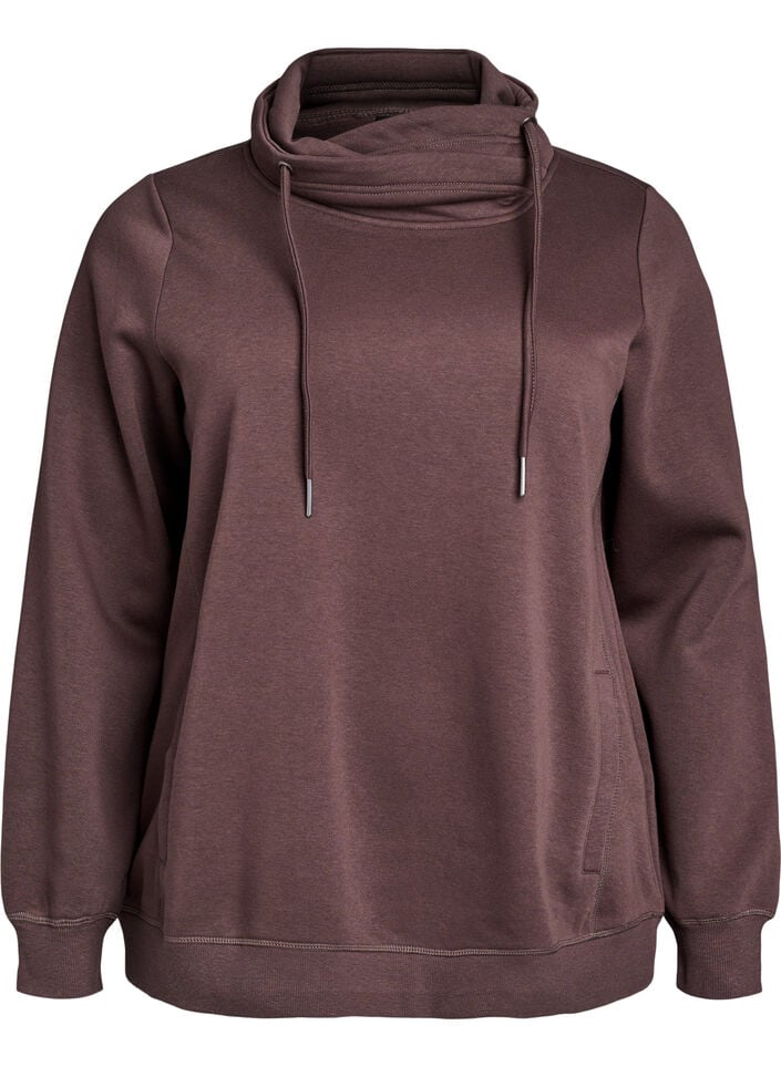 FLASH - Sweatshirt with high collar and pockets, Brown, Packshot image number 0