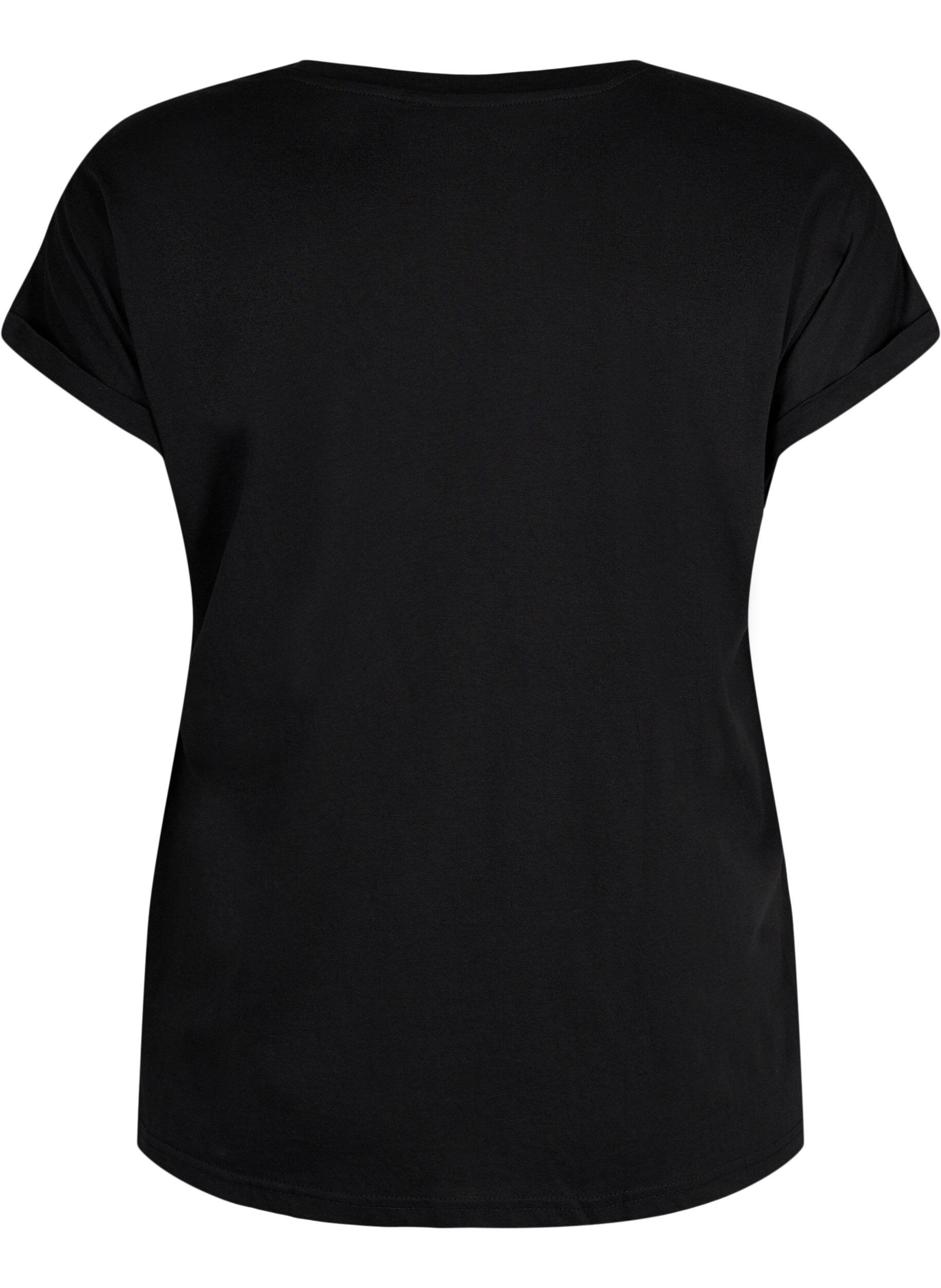 Zizzifashion Short sleeved cotton blend t-shirt, Black, Packshot image number 1