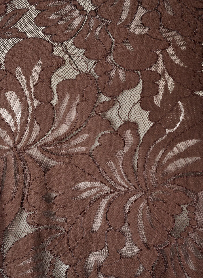 Lace blouse with short sleeves, Brown, Packshot image number 2