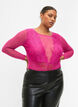 Bodystocking with lace and mesh, Fuchsia Red, Model image number 0