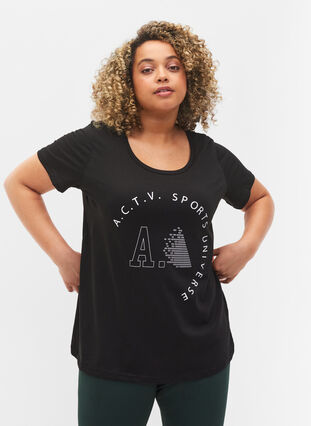 Sports t-shirt with print, Black A.C.T.V, Model image number 0