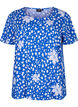 FLASH - Short sleeve viscose blouse with print, Blue, Packshot image number 0