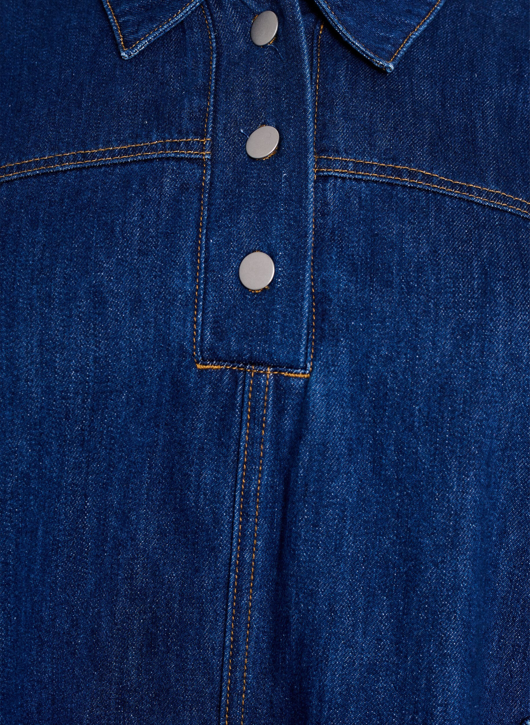 Zizzifashion Short denim dress with collar and button fastening, Blue, Packshot image number 2