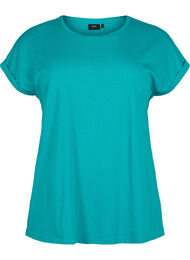 Short sleeved cotton blend t-shirt, Teal Blue, Packshot