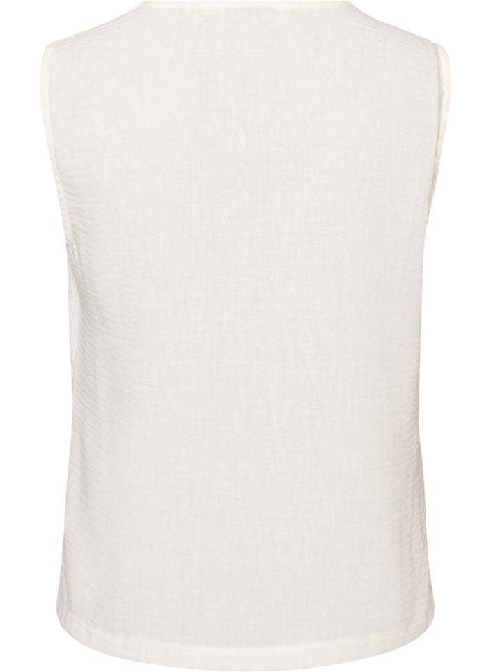 Sleeveless vest with a V-neck and buttons, Vanilla, Packshot image number 1