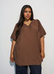 Tunic with balloon sleeves and a V-neck, Brown, Model image number 0