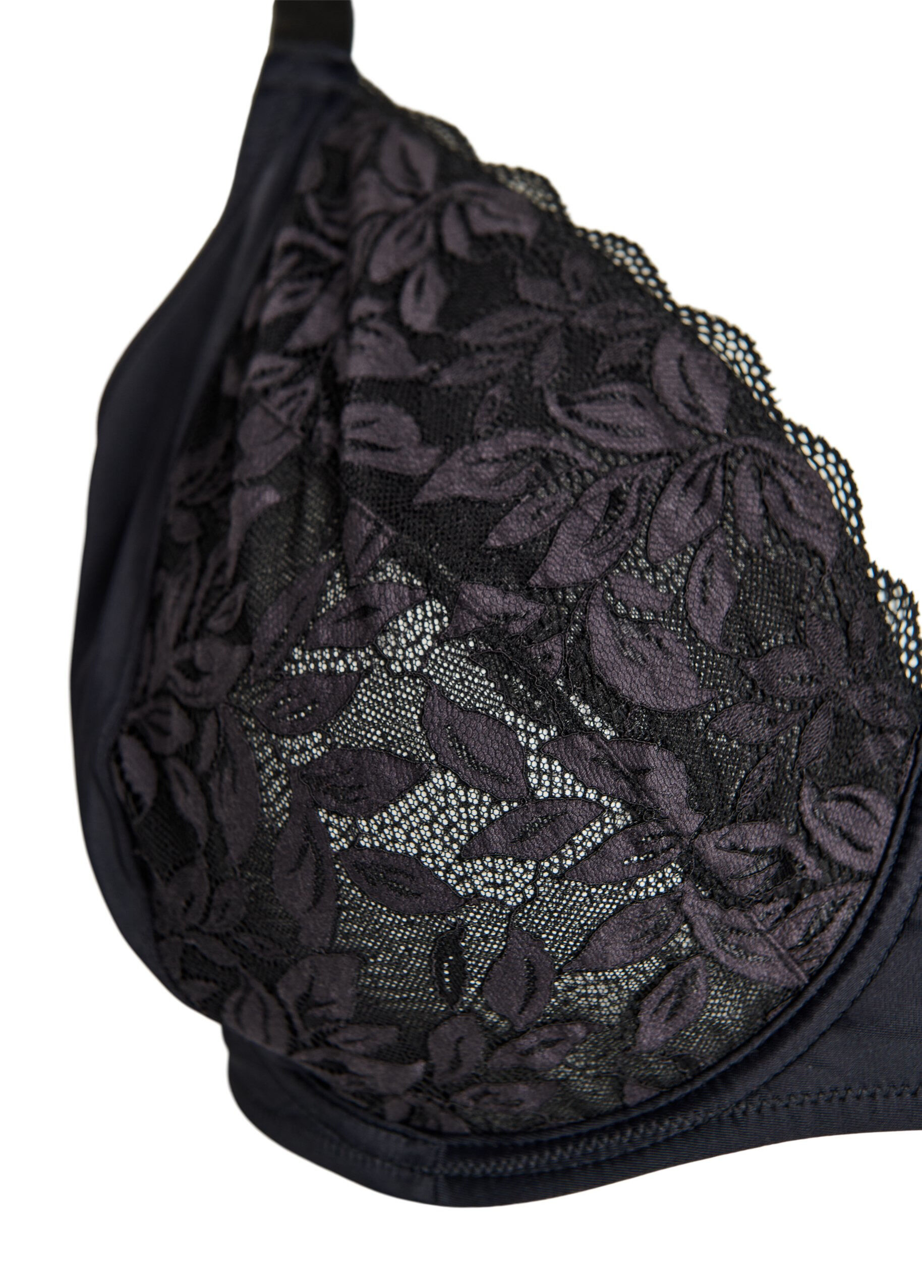 Zizzifashion Full cover bra with lace, Black, Packshot image number 2
