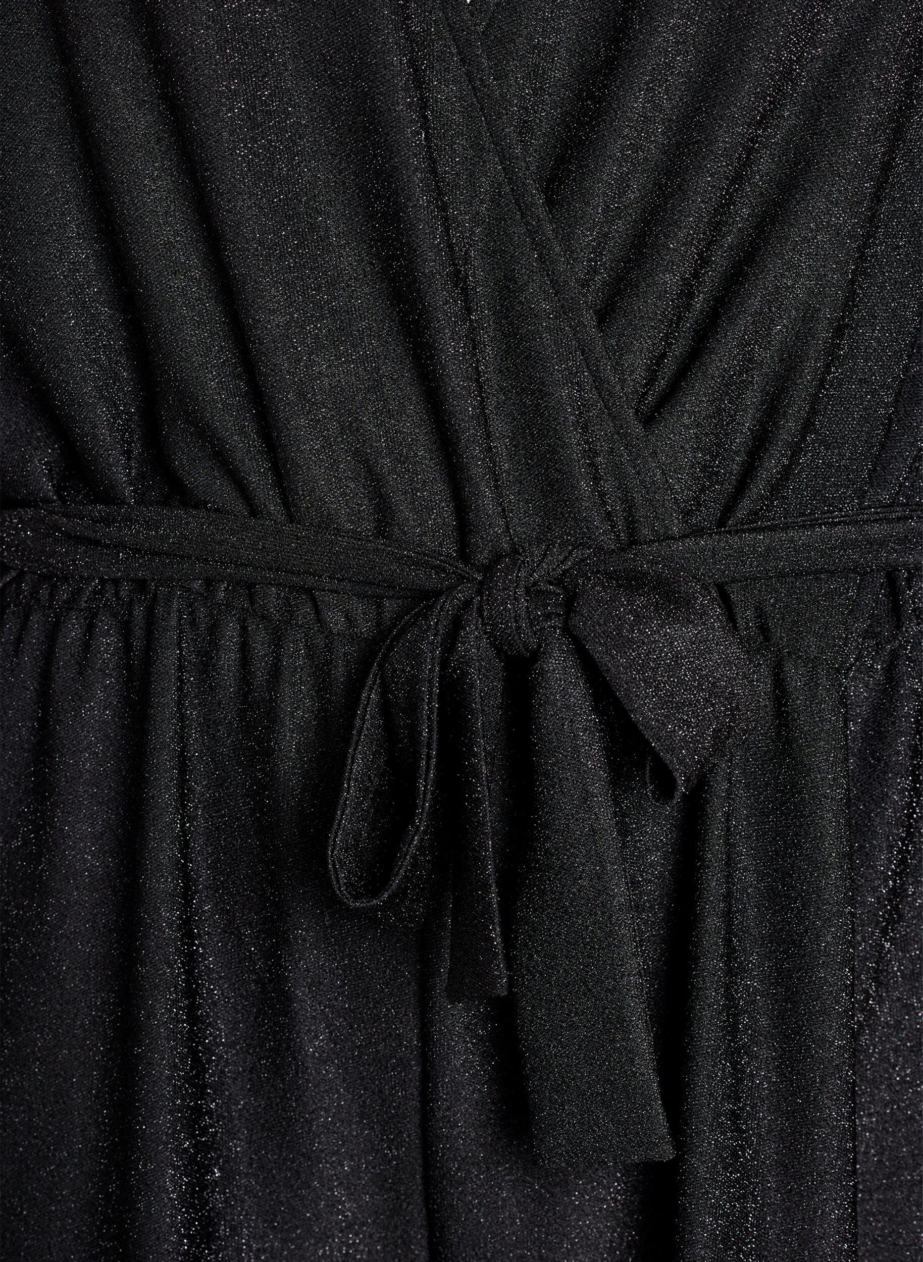 Zizzifashion Jumpsuit with glitter and tie-belt, Black, Packshot image number 2