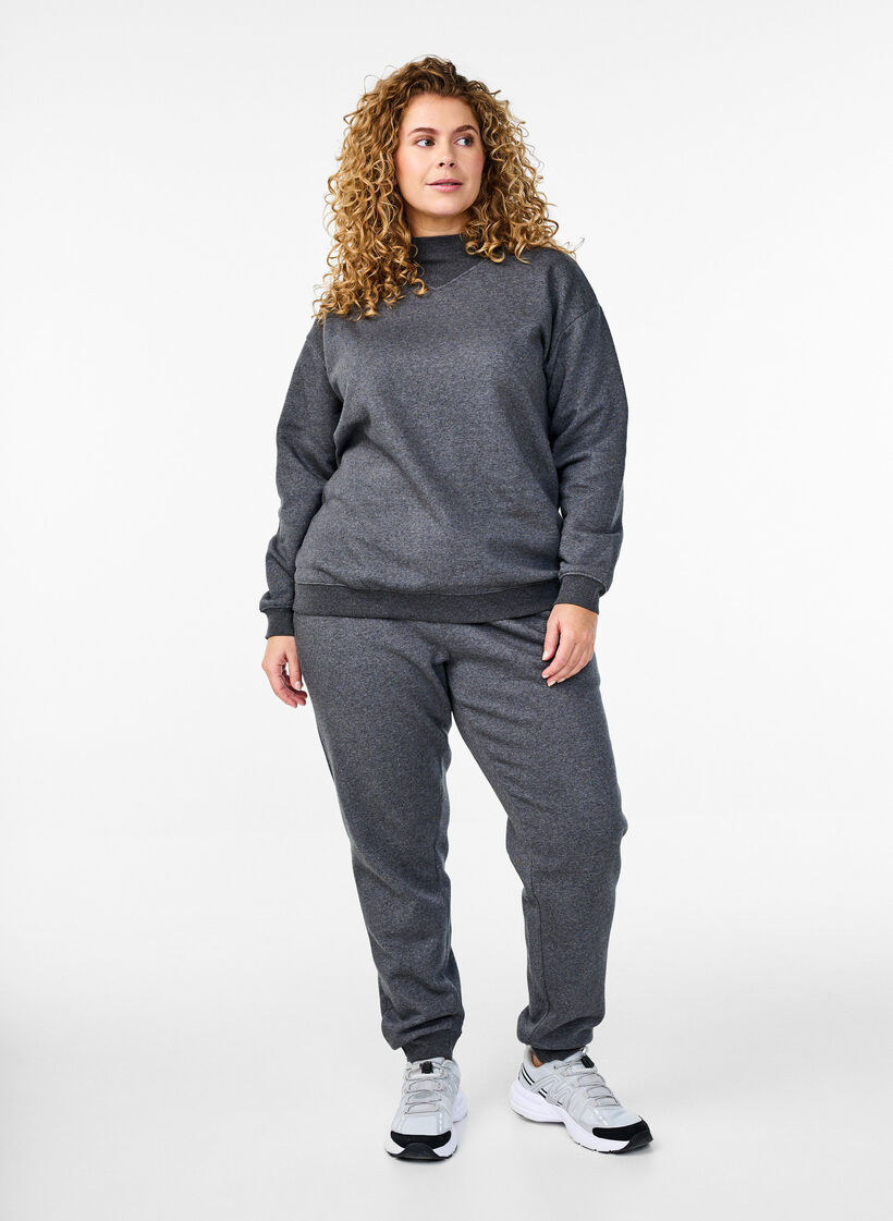 High-waisted sweatpants, Dark Grey, Model image number 0