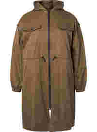 Windproof parka jacket with adjustable waist