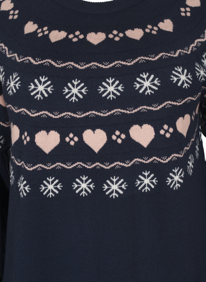 Christmas knitted dress, Navy Blazer Comb, Packshot image number 2