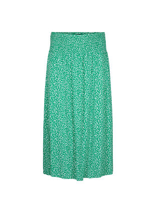 FLASH - Viscose maxi skirt with smocking, Bright Green Wh.AOP, Packshot image number 0