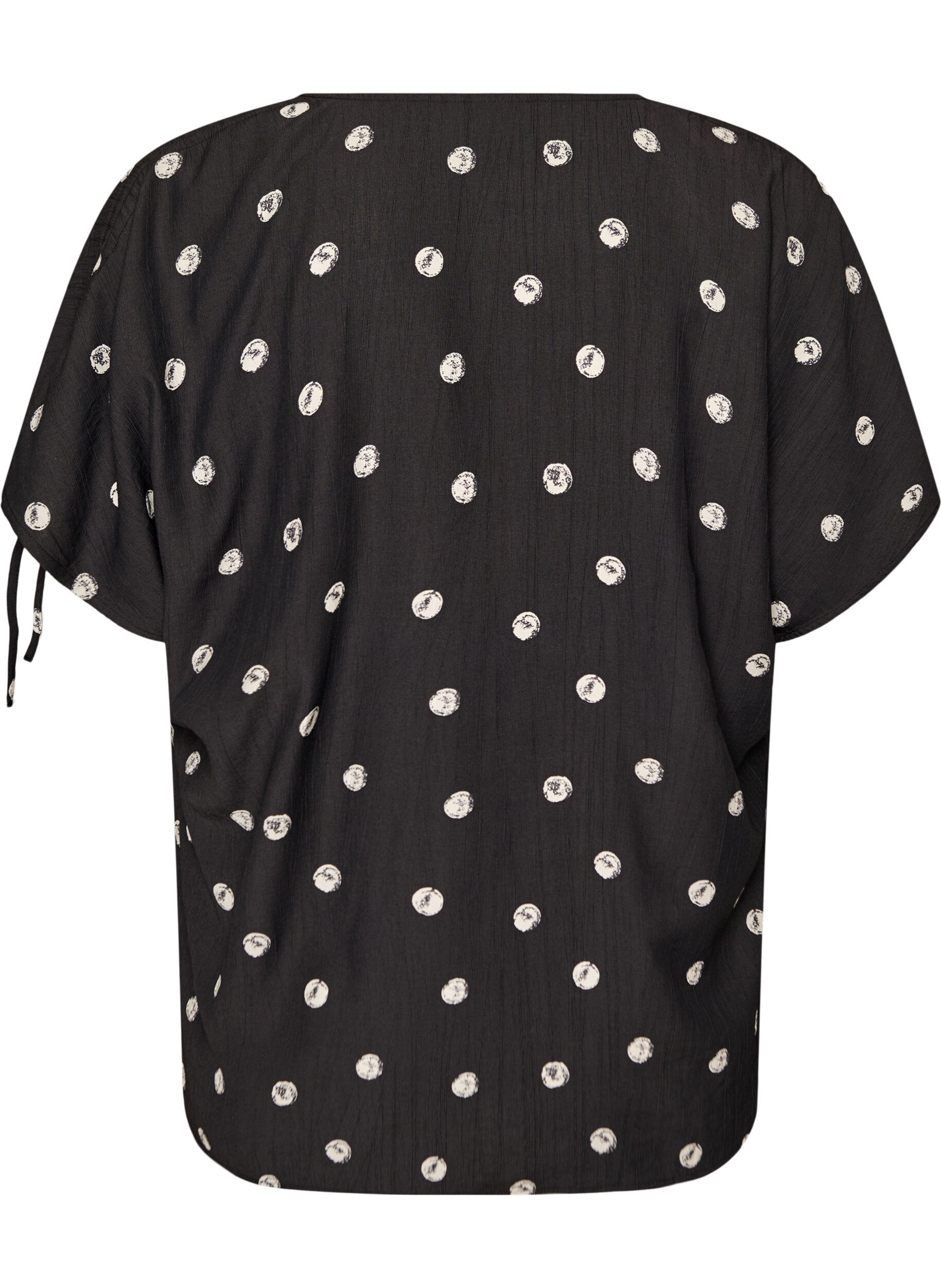 ZizzifashionViscose blouse with ruched sleeves, Black, Packshot image number 1