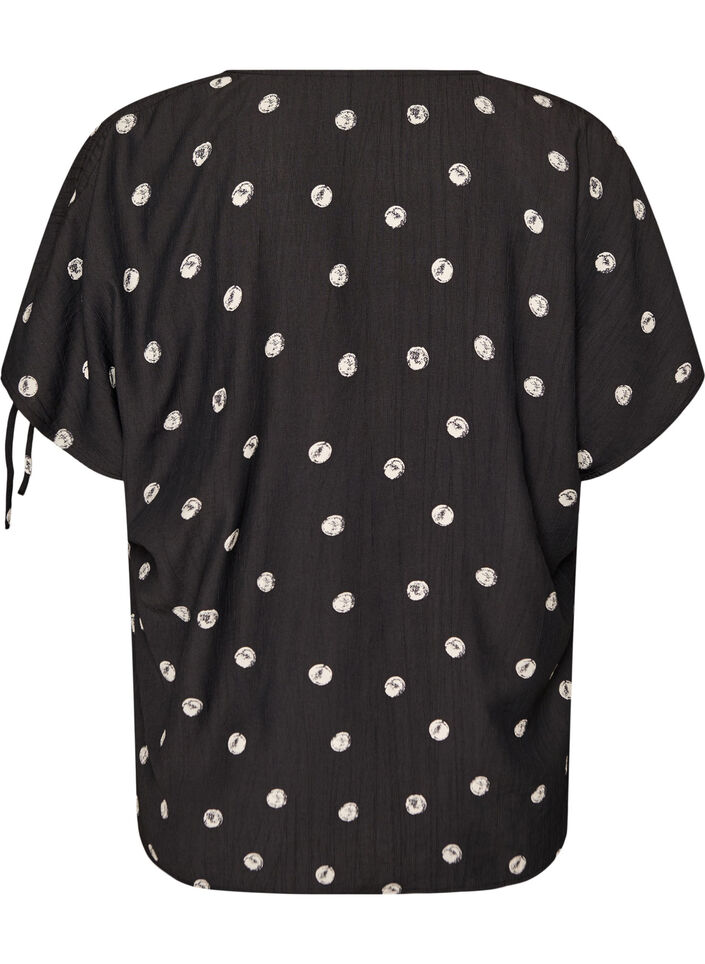 Viscose blouse with ruched sleeves, Black, Packshot image number 1