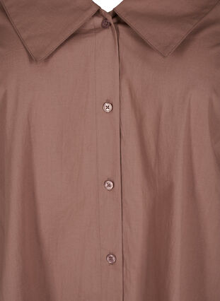 Long cotton shirt with big collar, Deep Taupe, Packshot image number 2