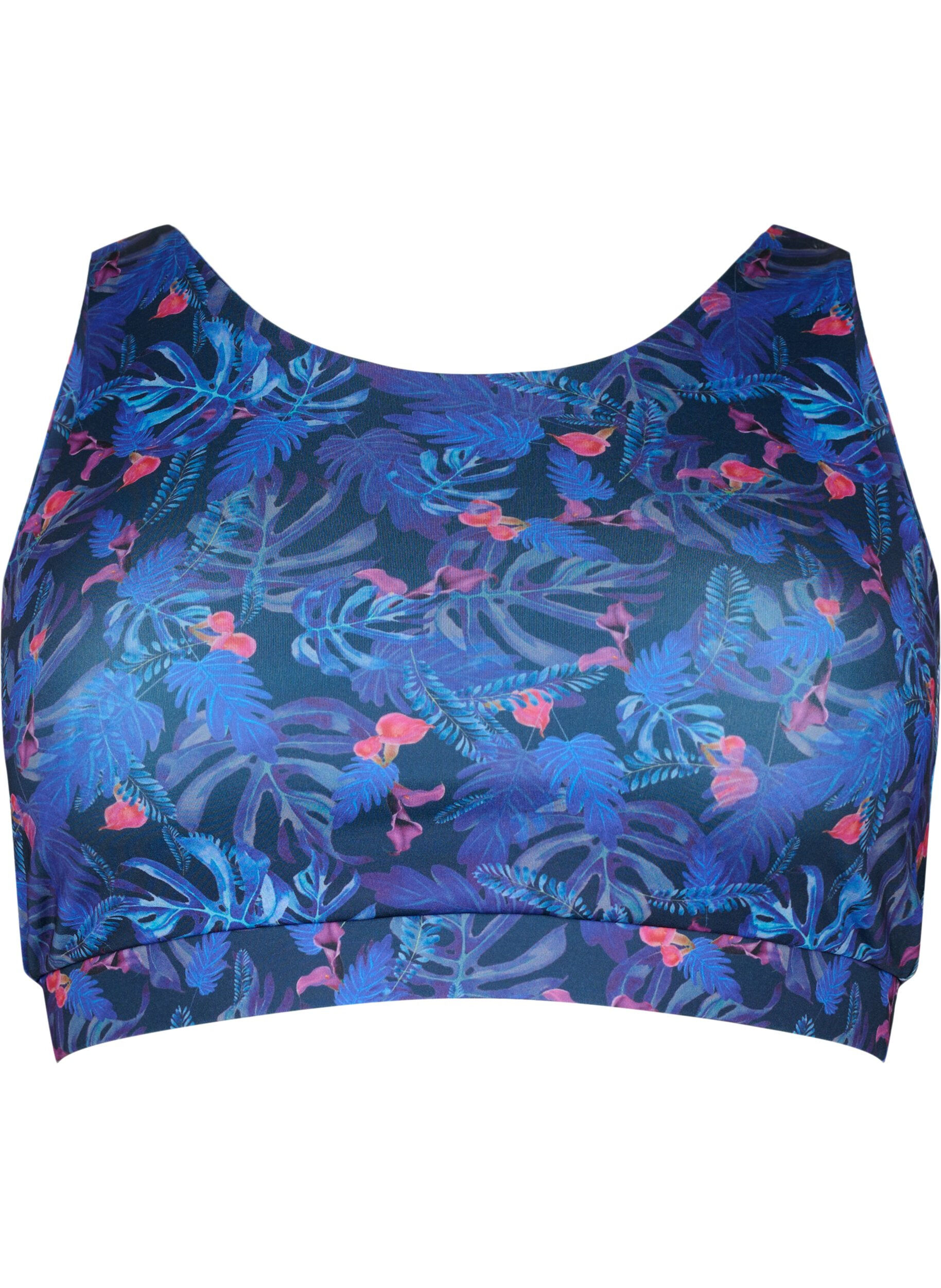 Zizzifashion Printed sports bra, Blue Leaf AOP, Packshot image number 0