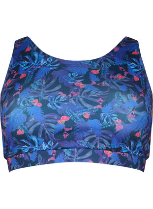 Printed sports bra, Blue Leaf AOP, Packshot image number 0