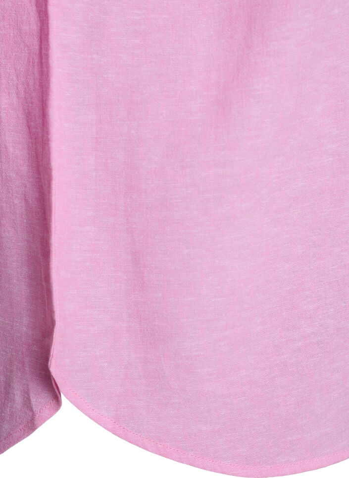 Shirt in linen and viscose with 3/4 sleeves, Pink, Packshot image number 3