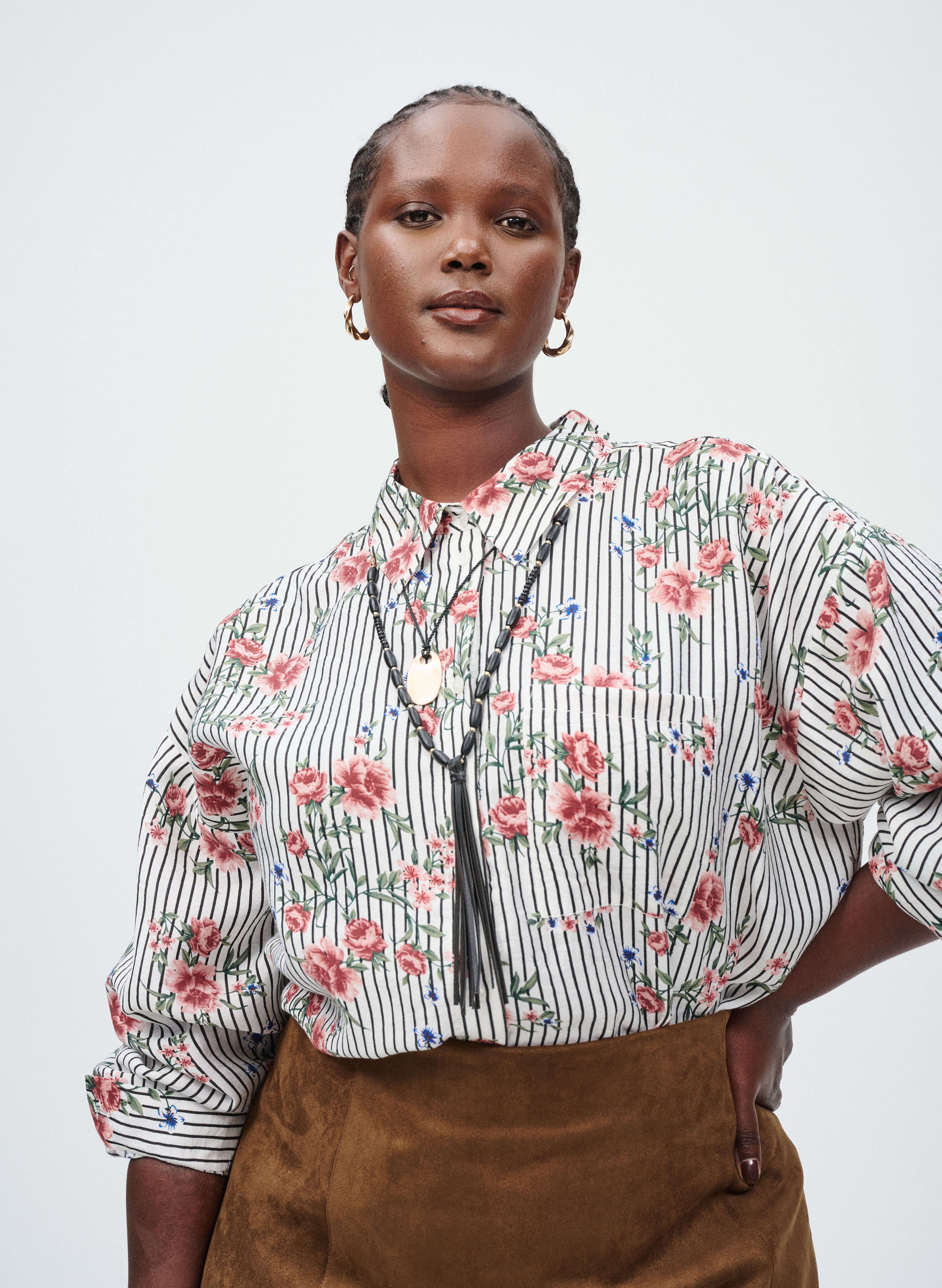 Zizzifashion Shirt with floral print, , Model