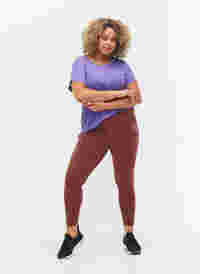 Solid-coloured gym leggings, Sable, Model