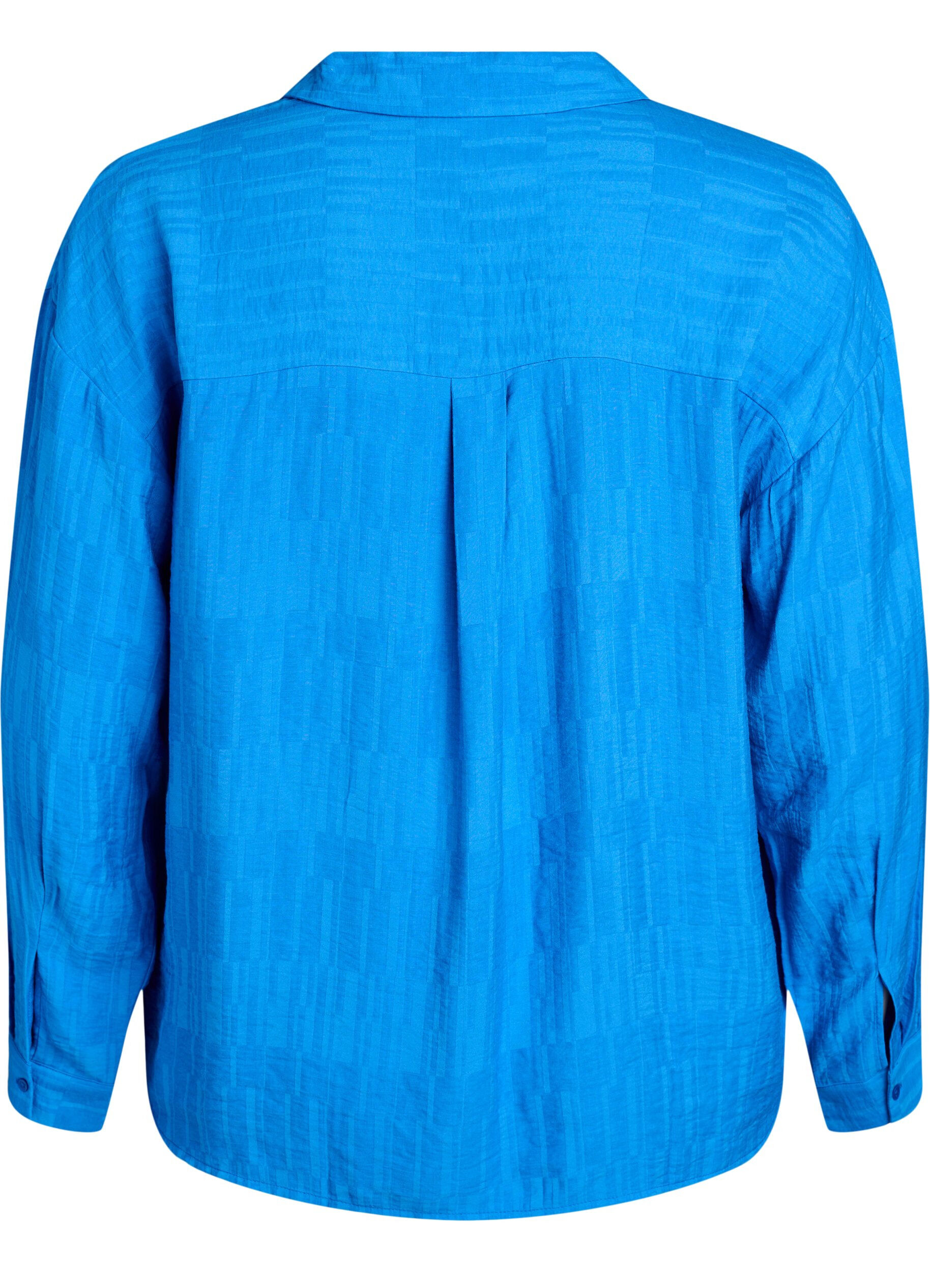 Zizzifashion Loose shirt with texture and a V-neck, Blue, Packshot image number 1