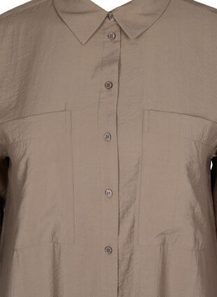 Long viscose shirt with pockets and slits, Brindle, Packshot image number 2