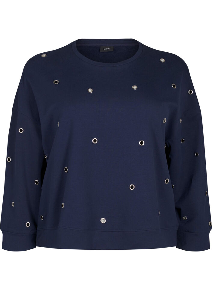 Sweatshirt with eyelets, Blue, Packshot image number 0