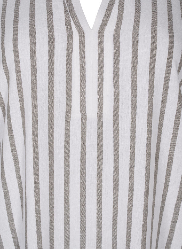 Striped tunic dress in linen-viscose mix, White Stripe, Packshot image number 2