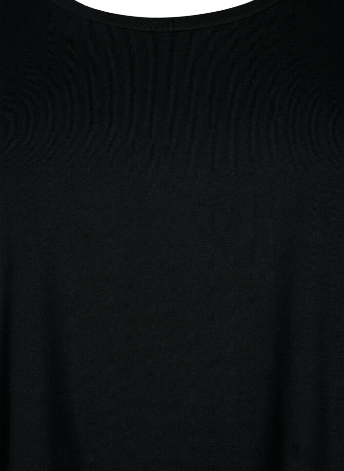 Basic cotton t-shirt with 3/4 sleeves, Black, Packshot image number 2