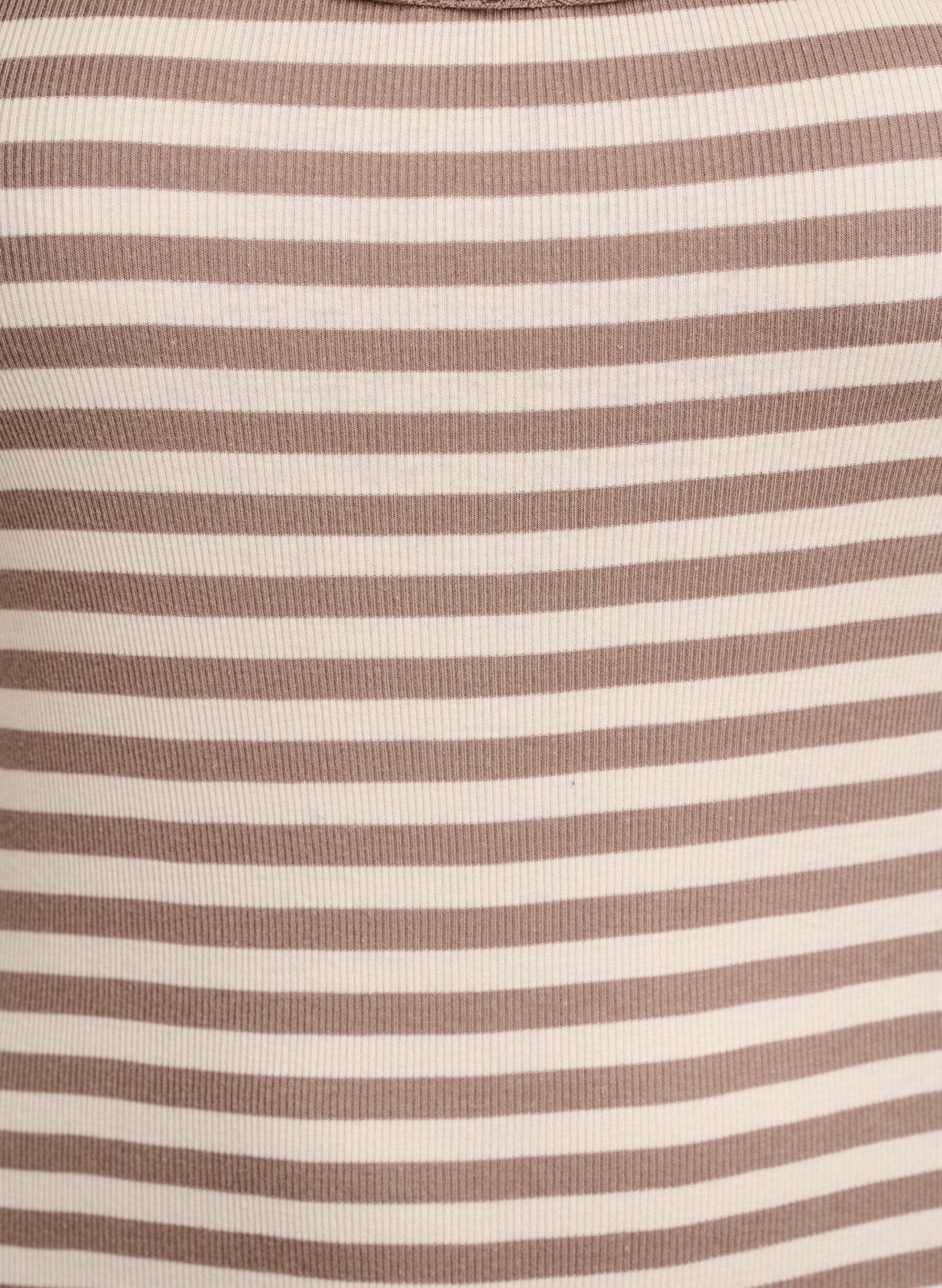 Zizzifashion Striped top with a ribbed texture and a lace trim, Beige, Packshot image number 2