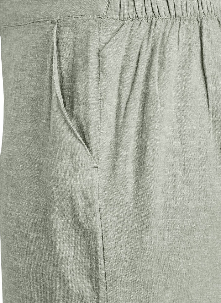 Loose trousers in linen and viscose, Green, Packshot image number 2
