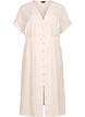 Linen and viscose midi dress with front slits, Beige, Packshot image number 0