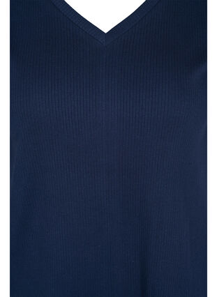 Cotton t-shirt with rib structure, Navy Blazer, Packshot image number 2