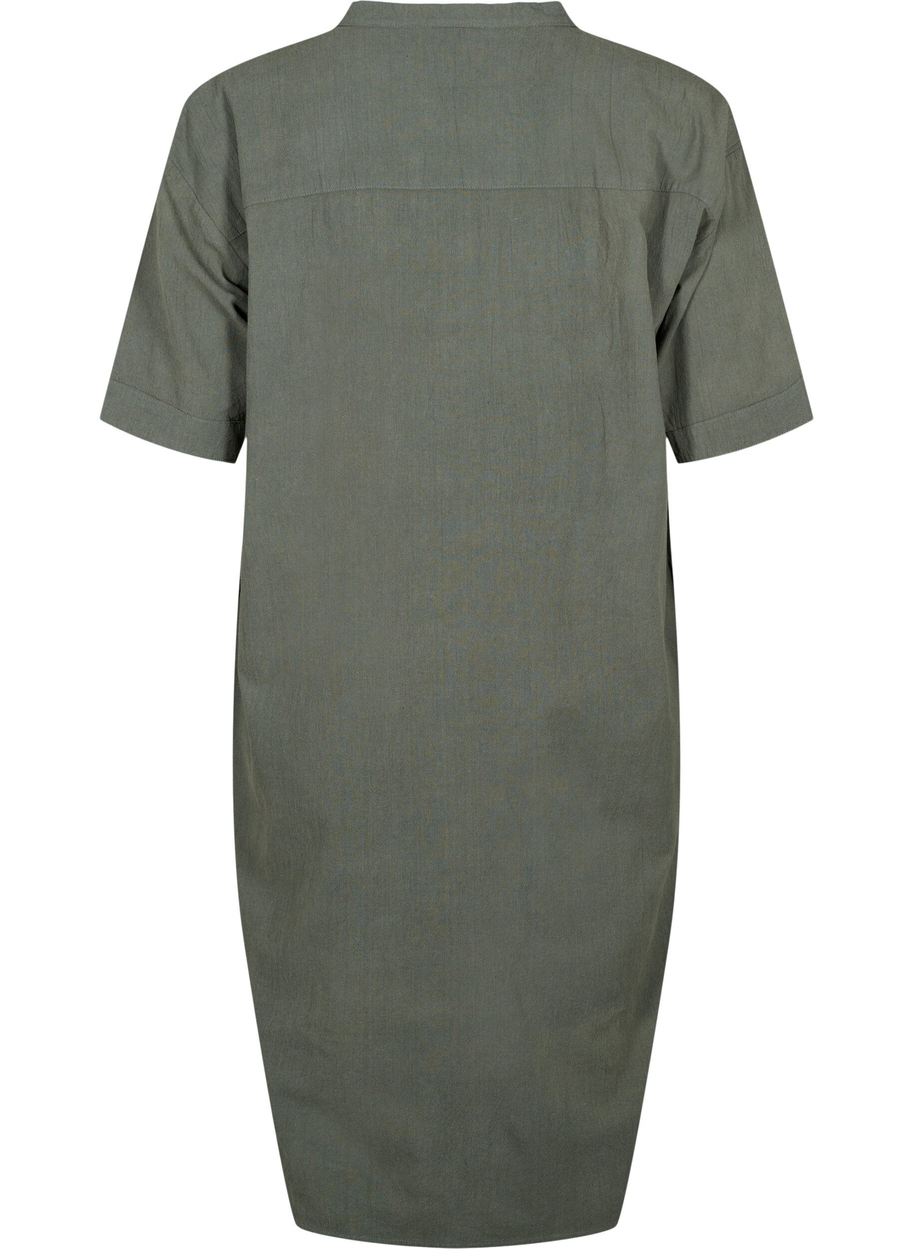 Zizzifashion FLASH - Short sleeved midi dress in cotton, Balsam Green, Packshot image number 1