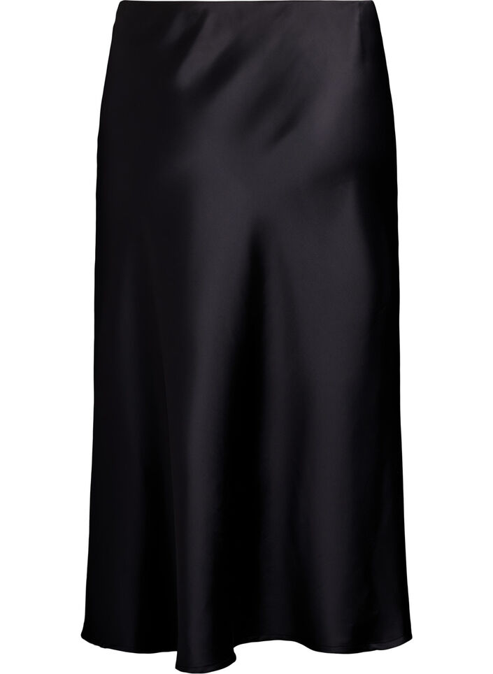 Satin midi skirt, Black, Packshot image number 1